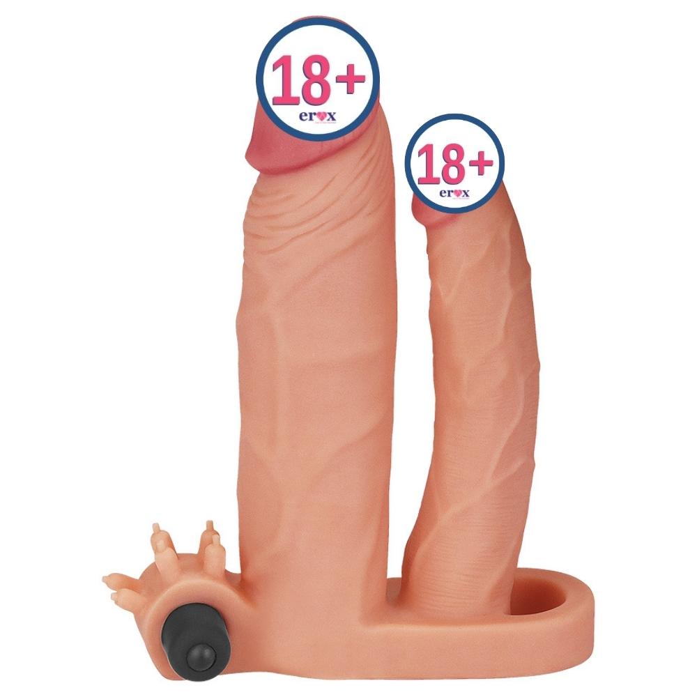 Lovetoy Pleasure X Tender 2.5 cm Dolgulu Titreşimli Çift Taraflı Penis Kılıfı
