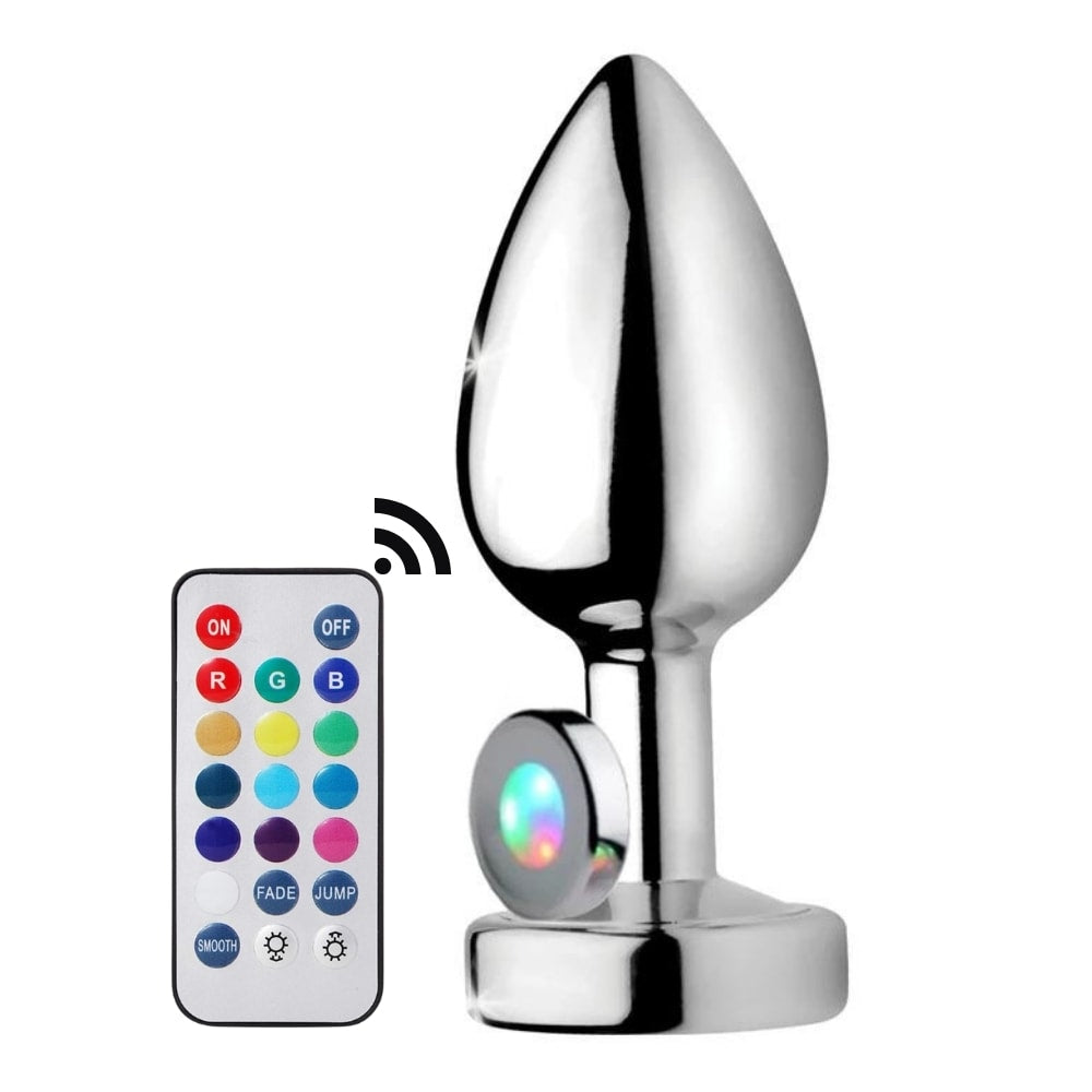 Erox Remote Control Uzaktan Kumandalı Led Işıklı Metal Anal Plug Medium