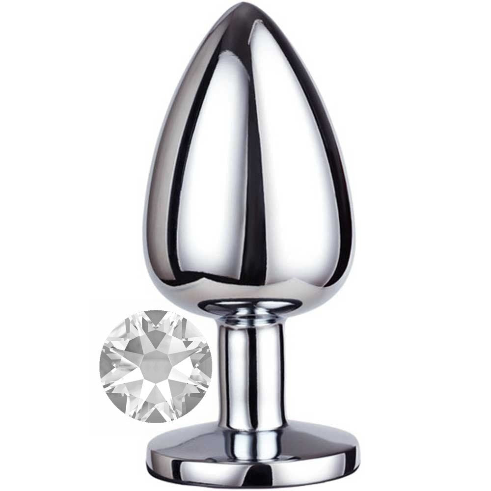 Erox Luxury Silver Beyaz Taşlı Küçük Metal Anal Plug