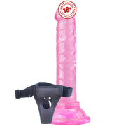 Erox Jelly Silicone 14.5 cm Anal ve Vajinal Kemerli Realistik Penis-Pink