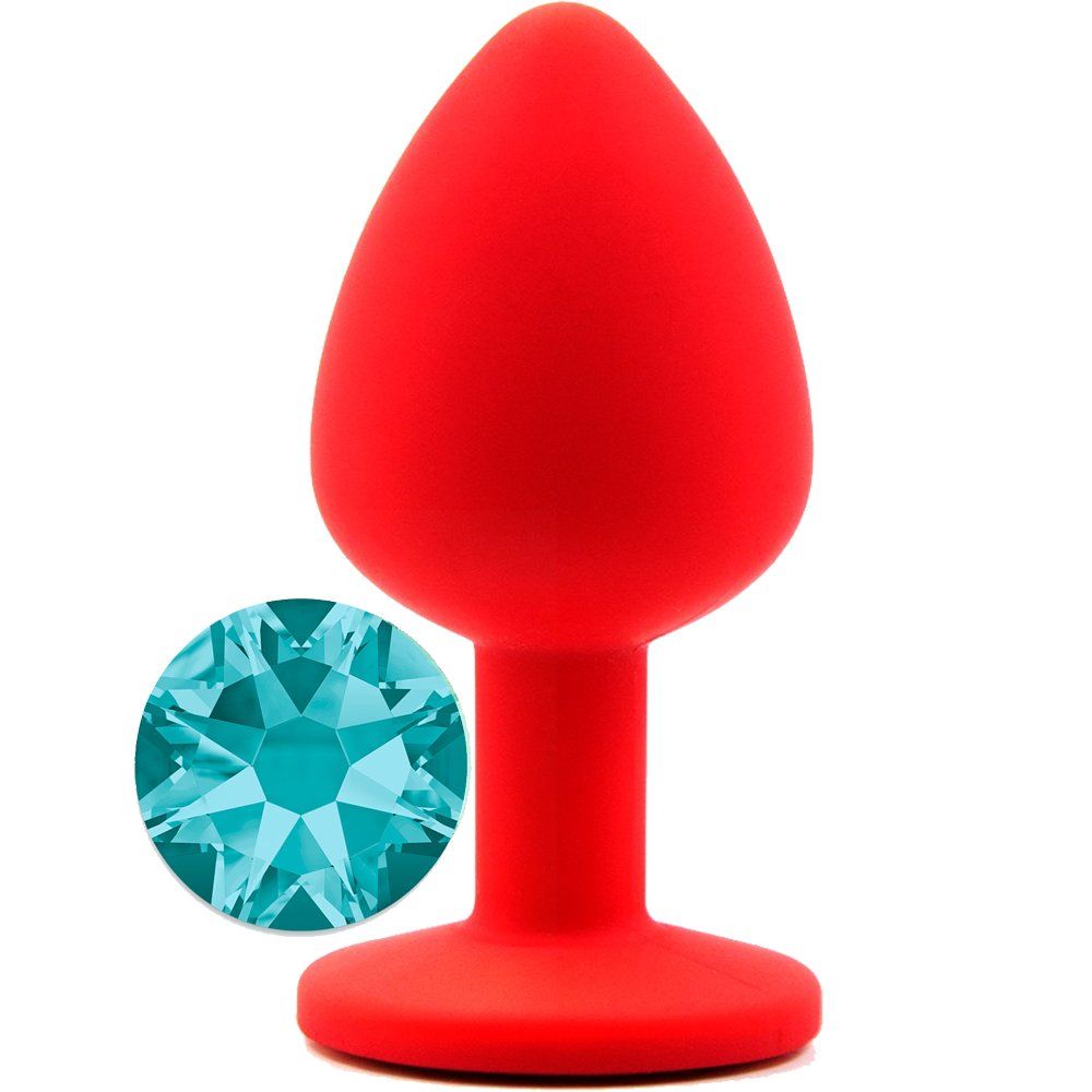 Erox Safe Body Red Silicone Küçük Mavi Taşlı Silikon Anal Plug