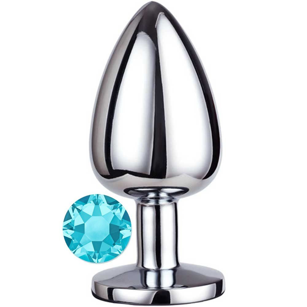 Erox Luxury Silver Mavi Taşlı Büyük Metal Anal Plug
