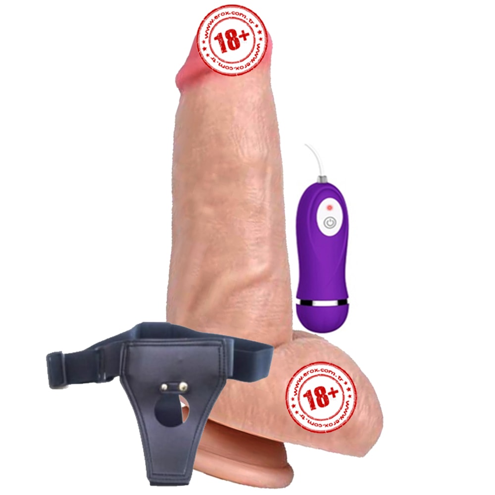 Shequ Red Eagle Strapon 16 cm Belden Bağlamalı Titreşimli Realistik Penis