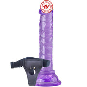 Erox Jelly Silicone 14.5 cm Anal ve Vajinal Kemerli Realistik Penis-Purple