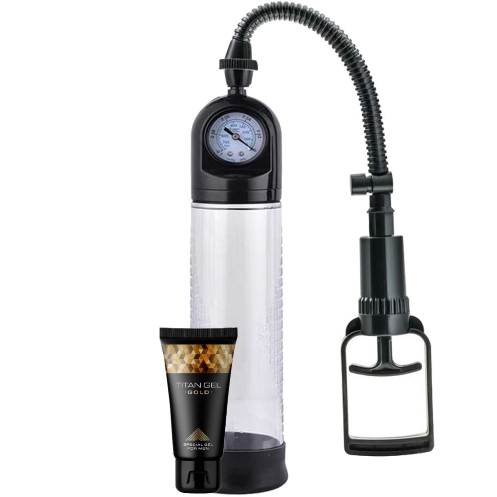 Erox World Men's Pump Dijital Mekanizmalı Manuel Penis Pompası ve Titan Gel