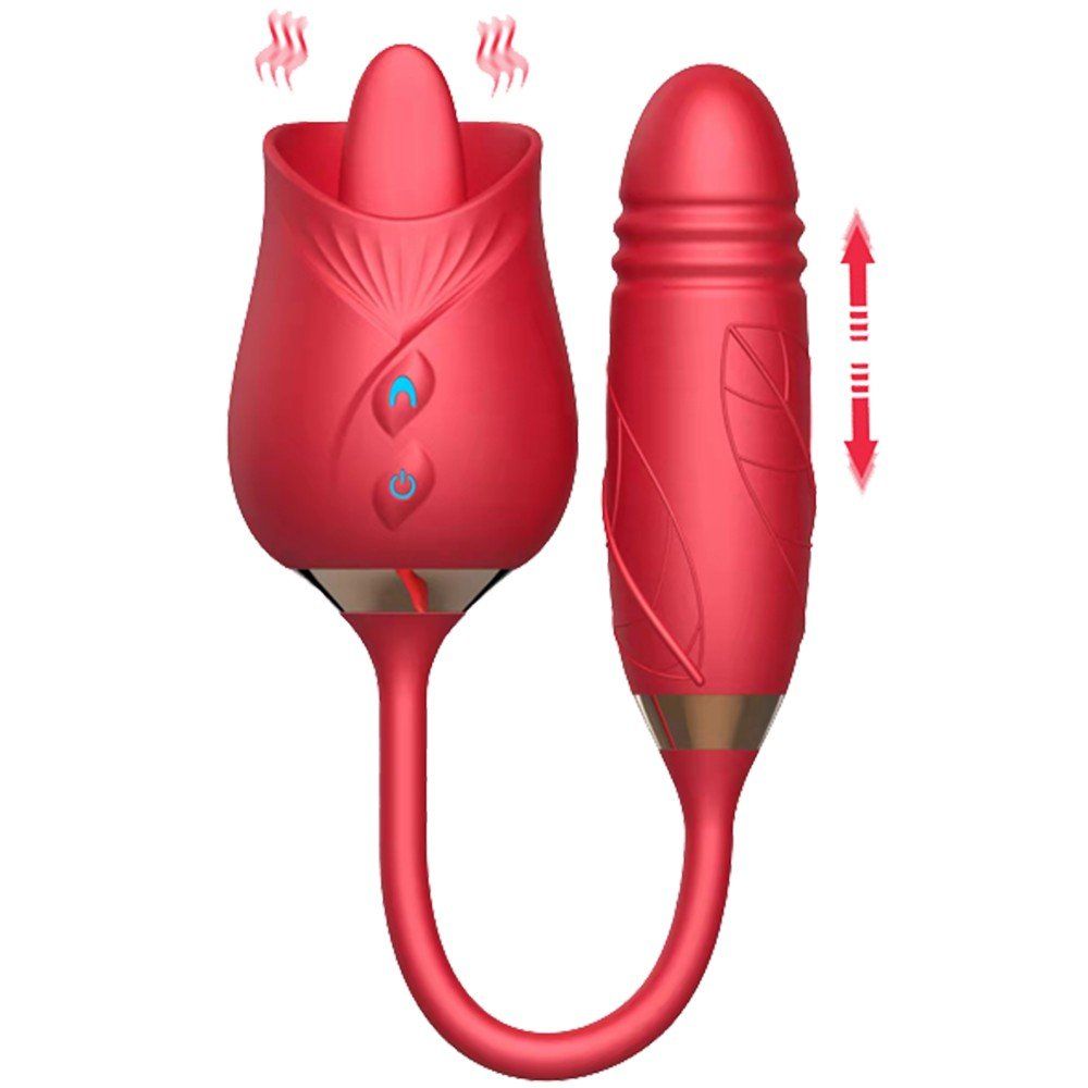 Erox Tongue Rose Dil ve İleri Geri Hareketli Gül Vibratör