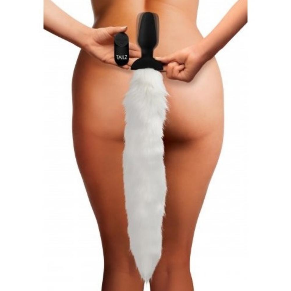 Xr Tailz Waggerz White Titreşimli Uzaktan Kumandalı Kuyruklu Anal Plug