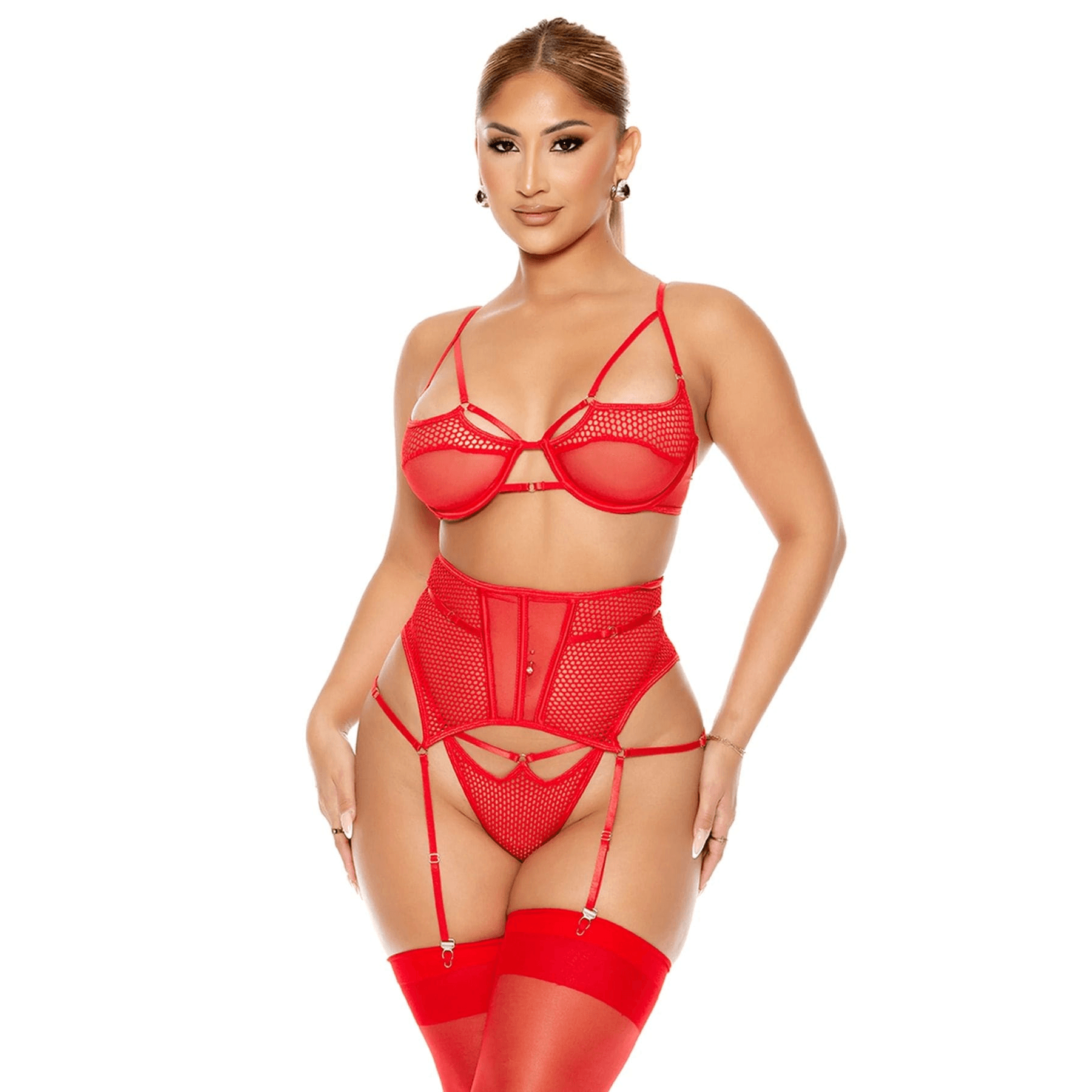 Erox Fantasy Wear Fantezi File Tül Kadın Jartiyer Takım