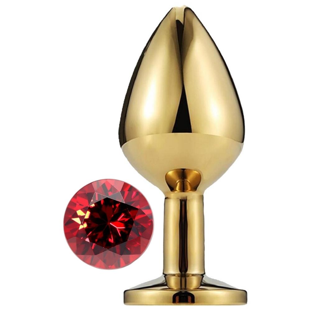 Erox Gold Small Kırmızı Kristal Taşlı Metal Anal Plug