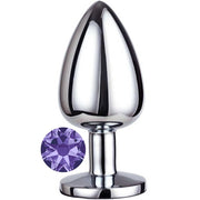 Erox Luxury Silver Mor Taşlı Orta Boy Metal Anal Plug