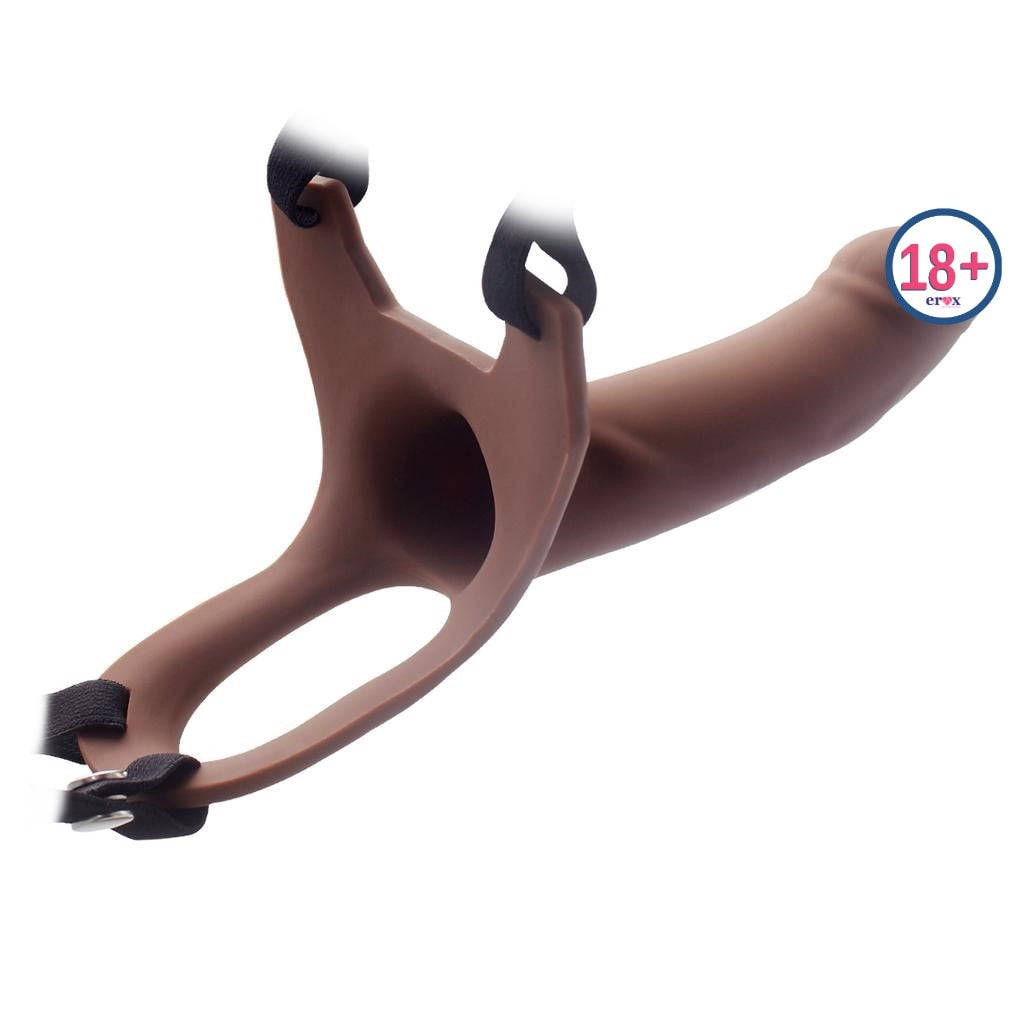 Hollow Strap-On Silicone Curved Dong İçi Boş Kemerli Melez Penis 15 cm
